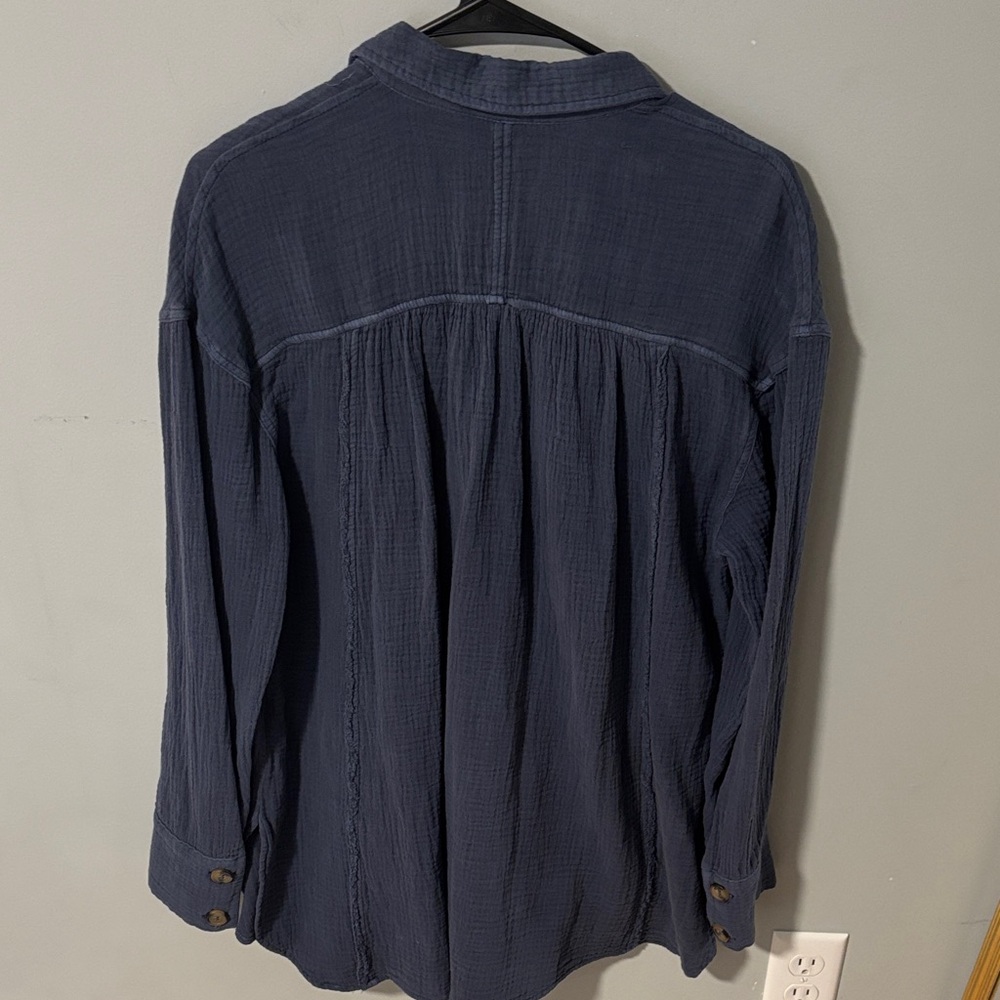 Free People All About the Feels Cotton Tunic Bohemian Cottagecore Oversized Blue - Picture 4 of 7